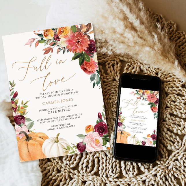 Fall in love Bridal Shower Invitation, Pumpkin Invitation (Creator Uploaded)