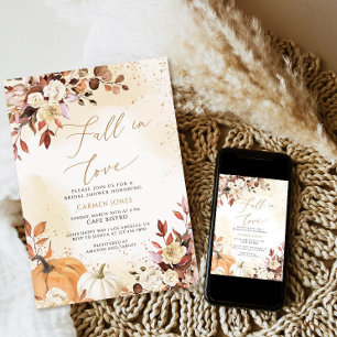 Fall in love Bridal Shower Invitation, Pumpkin Invitation