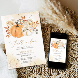 Fall in love Bridal Shower Invitation, Pumpkin Invitation