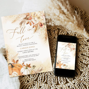 Fall in love Bridal Shower Invitation, Pumpkin Invitation