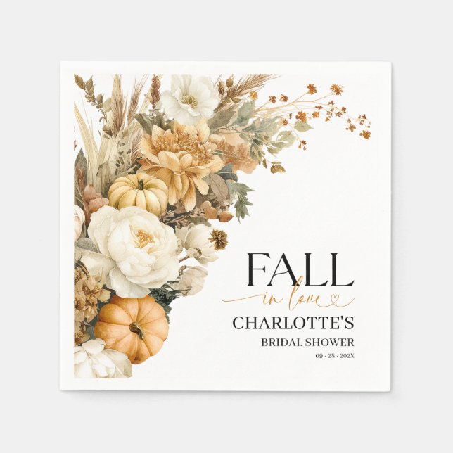 Fall In Love Bridal Shower Napkin (Front)