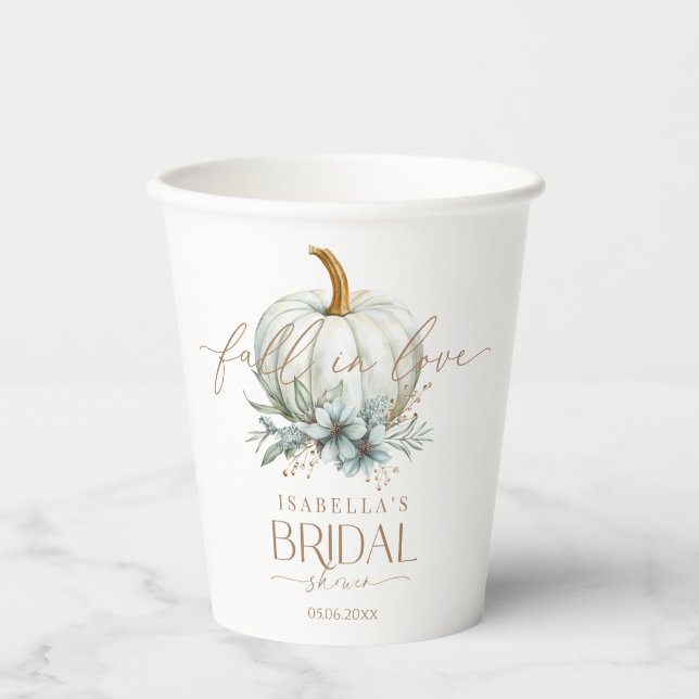 Fall in Love Bridal Shower Paper Cups (Front)