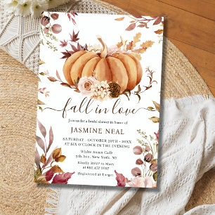 Fall in Love Bridal Shower   Pumpkin Rust Florals Invitation