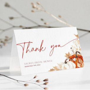 Fall in Love Bridal Shower Pumpkin Thank You Card