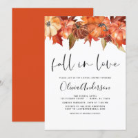 Fall in Love Bridal Shower Pumpkins Burnt Orange