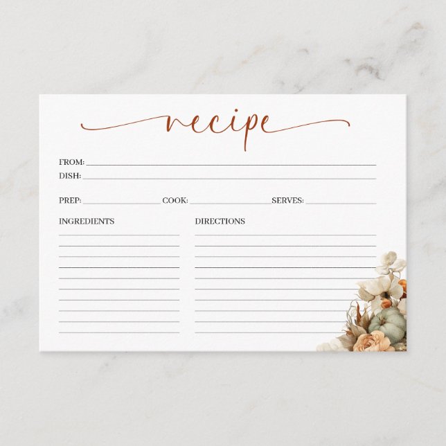 Fall In Love Bridal Shower Recipe Card (Front)