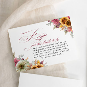 Fall In Love Bridal Shower Recipe For The Bride Enclosure Card