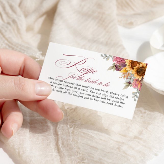 Fall In Love Bridal Shower Recipe For The Bride Enclosure Card (Creator Uploaded)