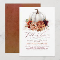 Fall in Love Bridal Shower Rust Flowers Pumpkin In