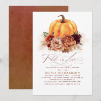 Fall in Love Bridal Shower Rust Flowers Pumpkin