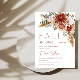 Fall in Love Bridal Shower- Rustic Autumn Party Invitation
