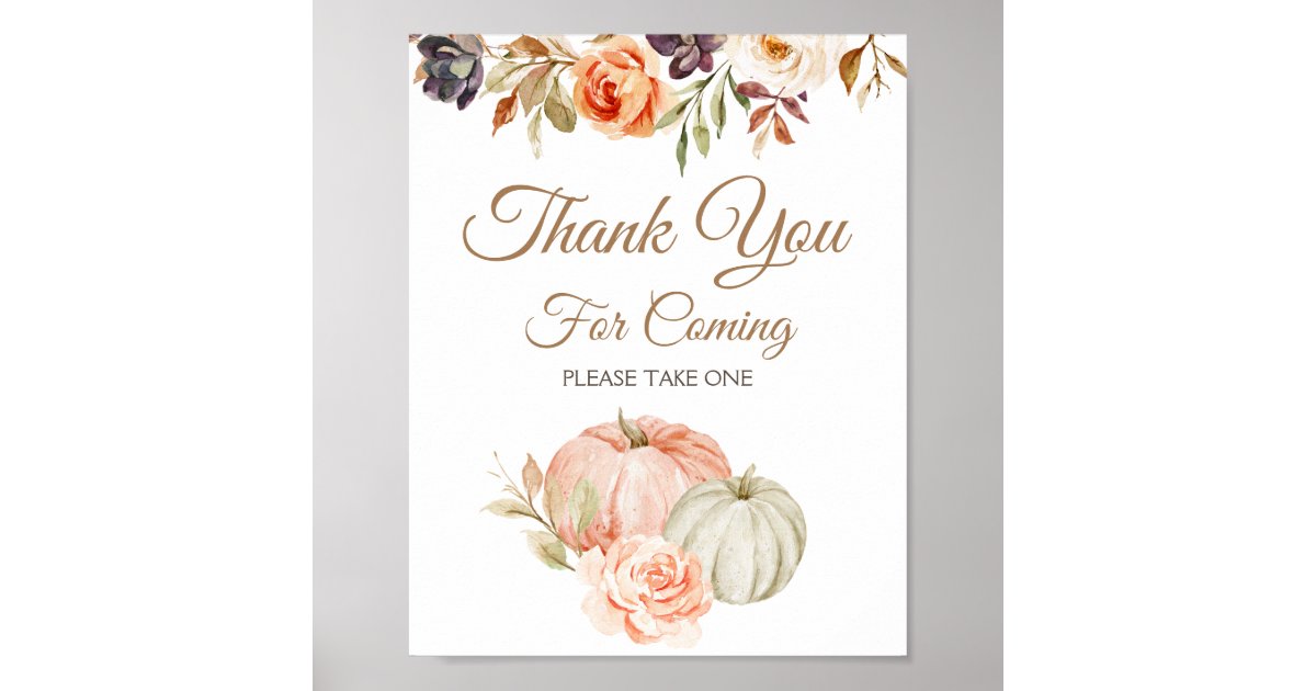 Fall In Love Bridal Shower Thank you for coming Poster Zazzle