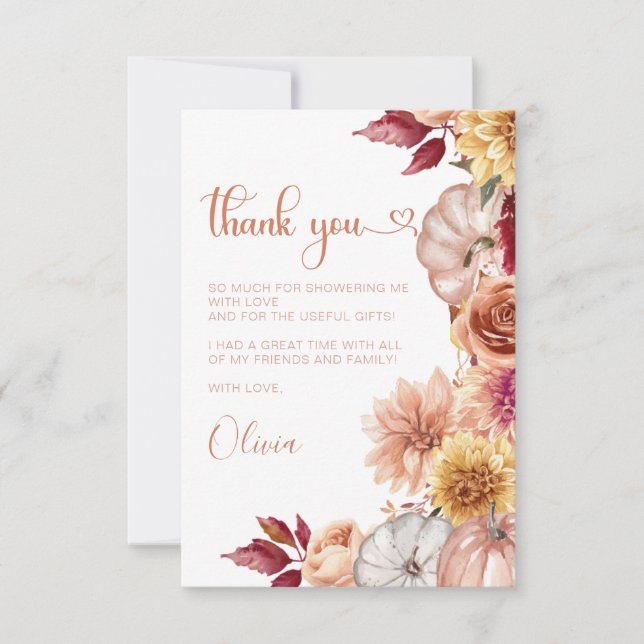 Fall in love Bridal Shower thank you Invitation (Front)