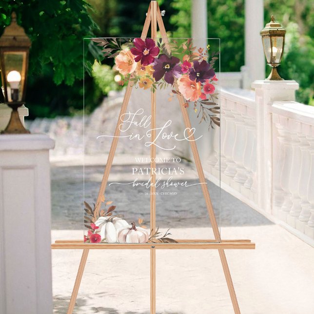 Fall In Love Bridal Shower Welcome  Acrylic Sign (Creator Uploaded)