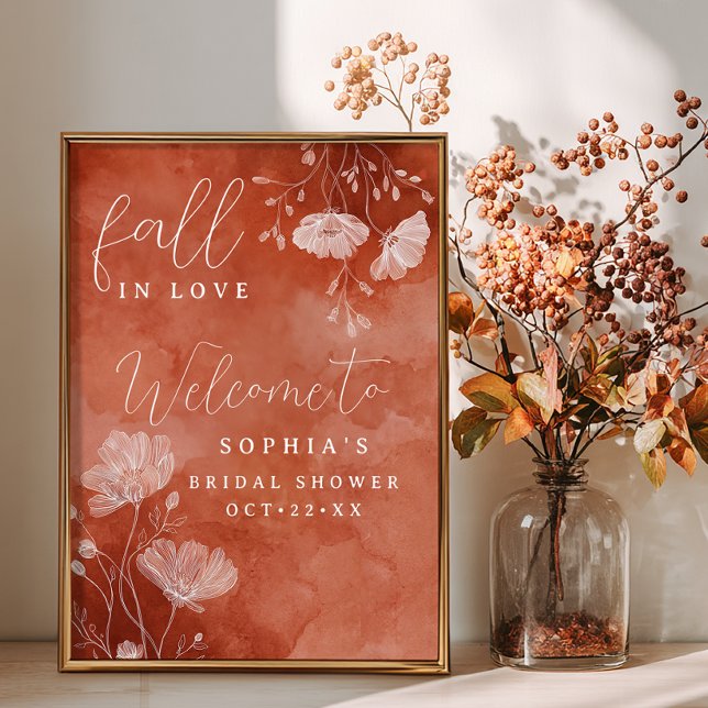 Fall in Love Bridal Shower Welcome Sign (Welcome Poster)