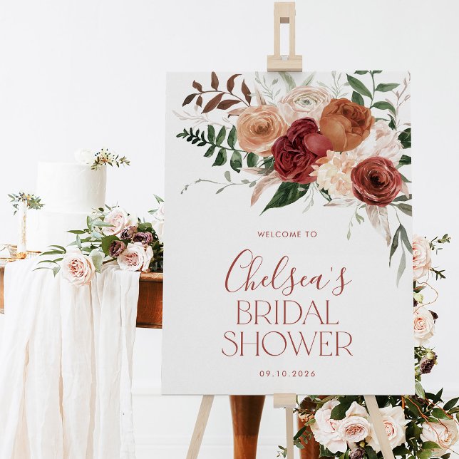 Fall in Love Bridal Shower Welcome Sign (Fall in Love Bridal Shower Welcome Sign. Floral sign)