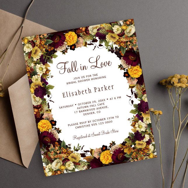 Fall in love budget bridal shower invitation (Creator Uploaded)