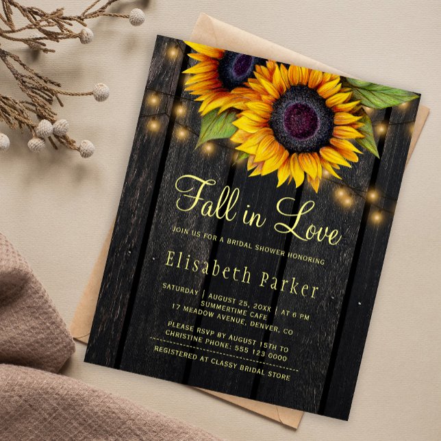 Fall in love budget sunflower bridal shower invite (Creator Uploaded)