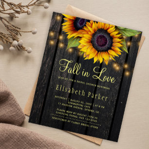 Fall in love budget sunflower bridal shower invite