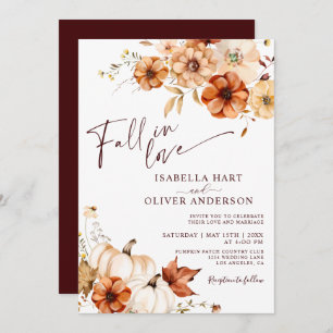 Fall In Love Burgundy Rust Boho Wedding invitation