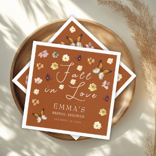 Fall In Love Burnt Orange Boho Bridal Shower  Napkin