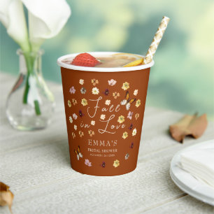Fall In Love Burnt Orange Boho Bridal Shower  Paper Cups