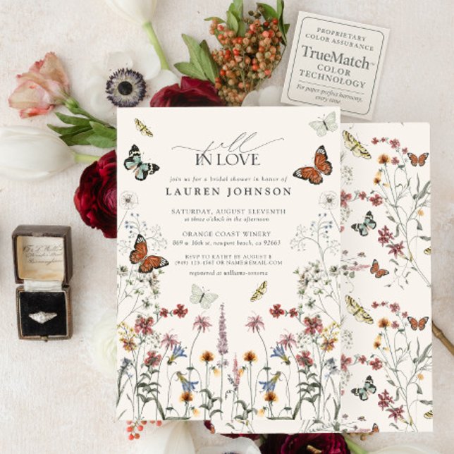 Fall In Love Butterflies Boho Bridal Shower Invitation (Creator Uploaded)