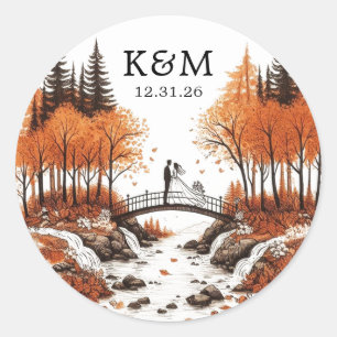 Fall in Love Classic Round Sticker
