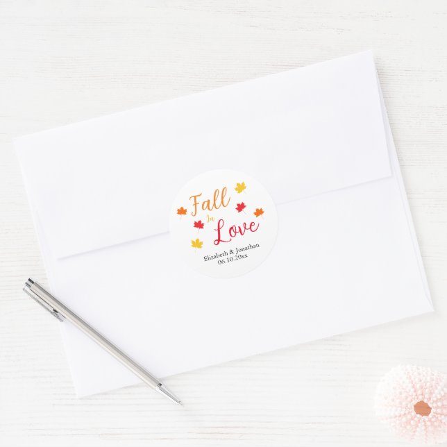 Fall In Love Classic Round Sticker (Envelope)