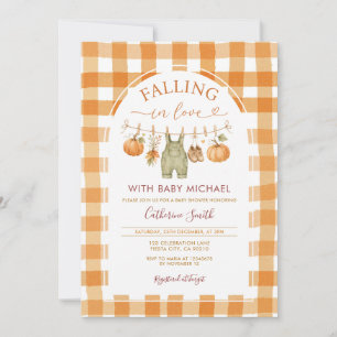 Fall in love Clothesline Girl Boy Baby shower Invitation
