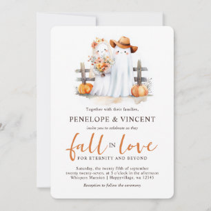 Fall in Love Cute Ghosts Wedding Invitation