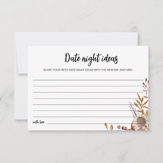 Fall in love | Date Night Ideas Bridal Shower Card (Front)