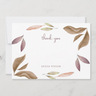 Fall In Love Elegant Autumn Leaves Thank You Card