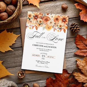Fall in Love Elegant Boho Floral Wedding Invitation