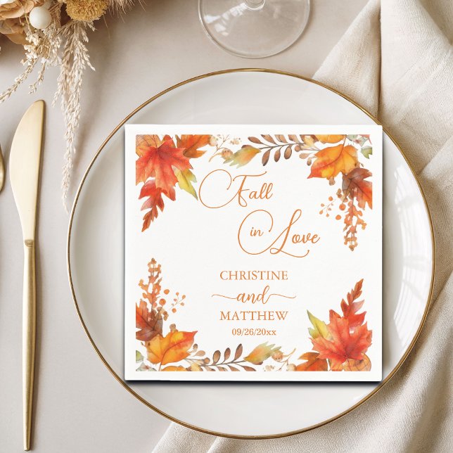 Fall in Love Elegant Boho Floral Wedding Napkin (Creator Uploaded)
