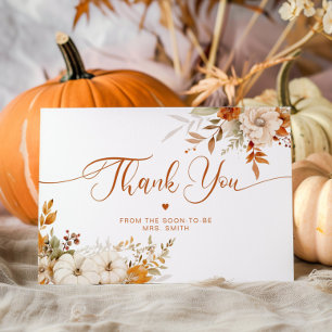 Fall in love elegant bridal thank you card