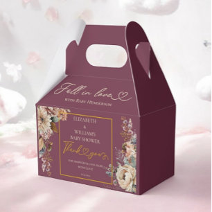 Fall In Love Elegant Fall Floral Burgundy Boho Favour Box