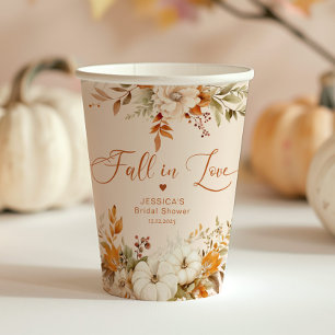 Fall in love elegant rustic bridal shower paper cups