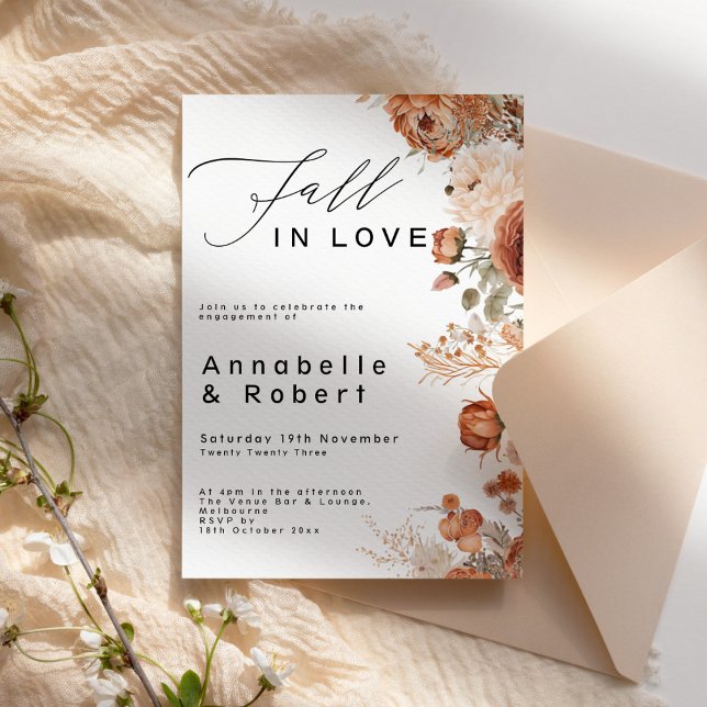 Fall In Love Engagement Party Invitation, Autumn Invitation (Creator Uploaded)