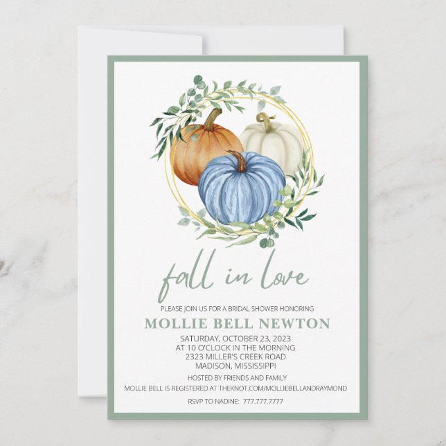 Fall in Love Fall Bridal Shower Invitation (Front)