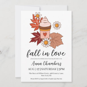 fall in love fall bridal shower invitations