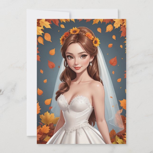 fall in love fall bridal shower invitations (Front)