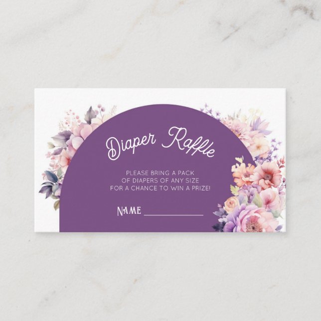 Fall in love fall floral baby Diaper raffle ticket Enclosure Card (Front)