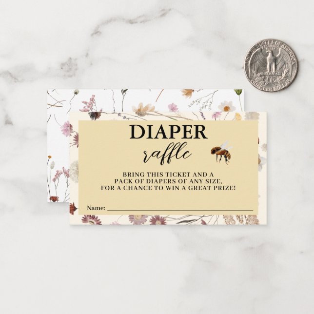 Fall In Love Fall Floral Baby Shower Diaper Raffle Card (Front/Back In Situ)