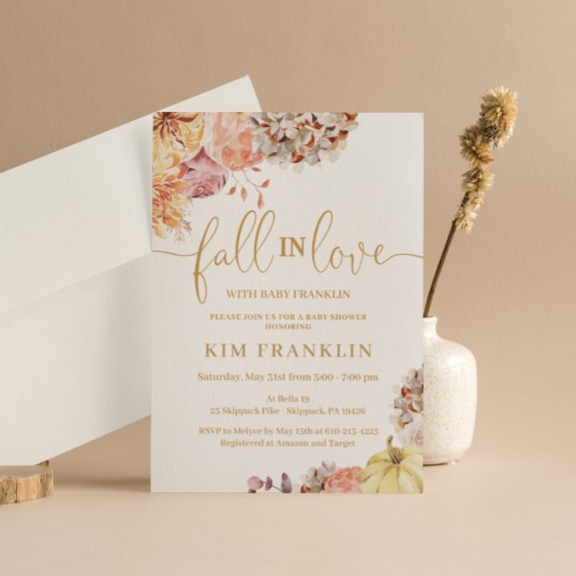 Fall In Love Fall Floral Baby Shower Invitation (Creator Uploaded)