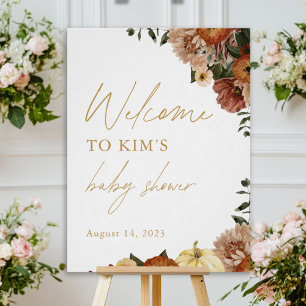 Fall In Love Fall Floral Baby Shower Welcome Sign
