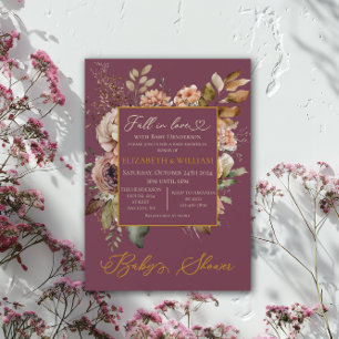 Fall In Love Fall Floral Elegant Burgundy Invitati Invitation