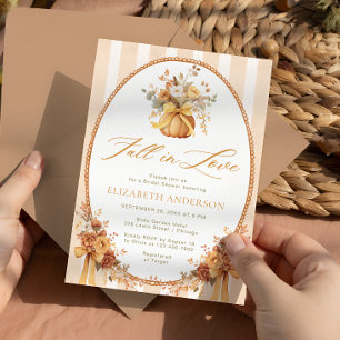 Fall in Love Fall Floral Pumpkin Bridal Shower Invitation