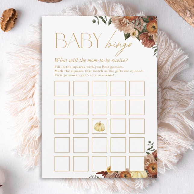 Fall In Love Fall Floral Shower Baby Bingo Card (Creator Uploaded)