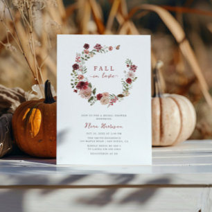 Fall In Love Fall Floral Wreath Bridal Shower Invitation